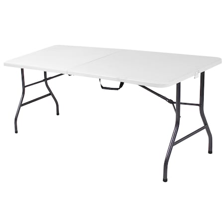 Bridgeport Folding Table, Blow Mold Table, Fold In Half, 72" x 30", White Color C678BP14WSP1